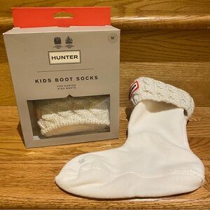 HUNTER Kids Boot Sock White Cable Knit Size M / 11-13